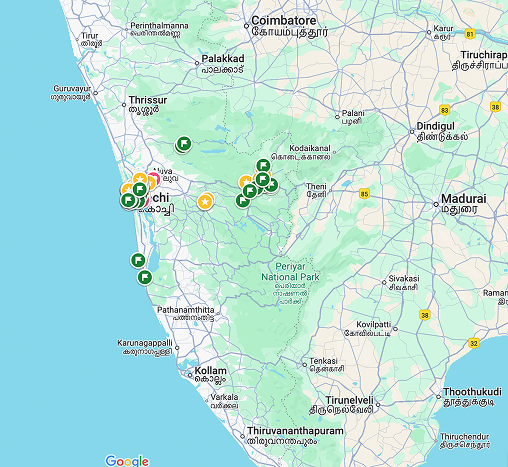 Kerala Travel Map Preview